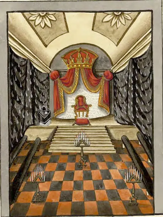 Tableau de la loge du Secrétaire Intime, manuscrit Quesada, planche XIII