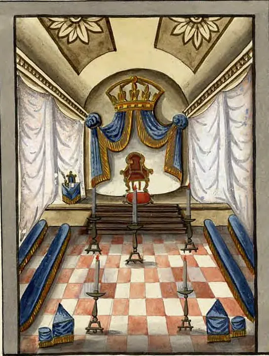 Tableau de la loge du Prévôt et Juge, manuscrit Quesada, planche XV