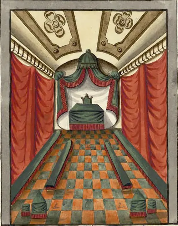 Tableau de la loge du Intendant des Bâtiments, manuscrit Quesada, planche XVII