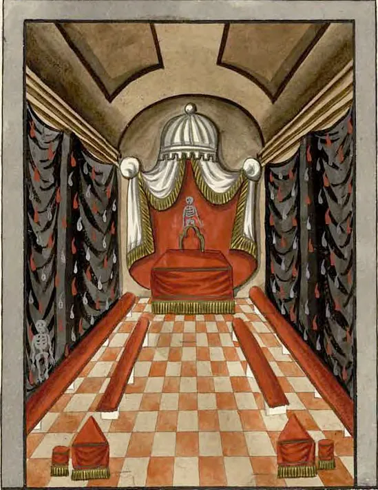 Tableau de la loge du Illustre Élu des Quinze, manuscrit Quesada, planche XXI