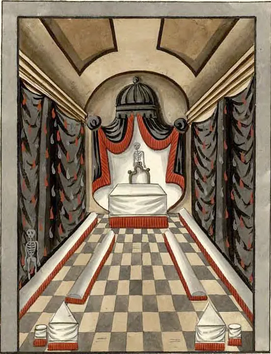 Tableau de la loge du Sublime Chevalier Élu, manuscrit Quesada, planche XXIII
