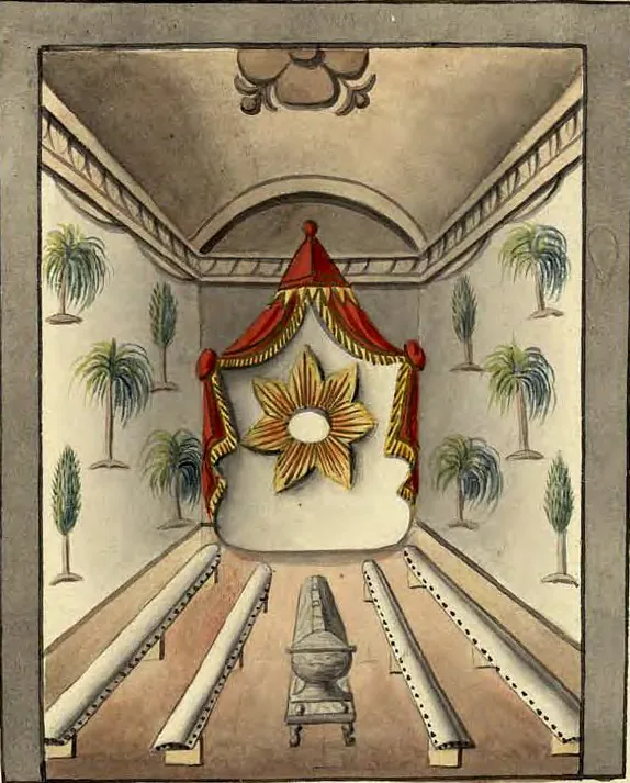 Tableau de la loge du Chevalier Rose-Croix, manuscrit Quesada, planche XLII