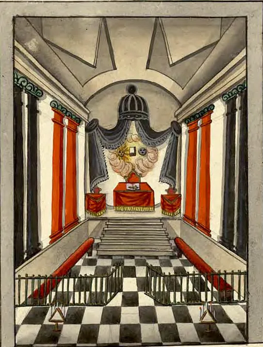 Tableau de la loge du Chef du Tabernacle, manuscrit Quesada, planche LIV