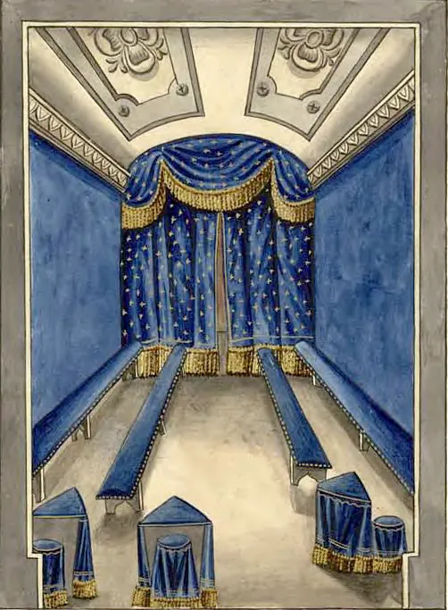 Tableau de la loge du Chevalier Kadosch, manuscrit Quesada, planche LXVII