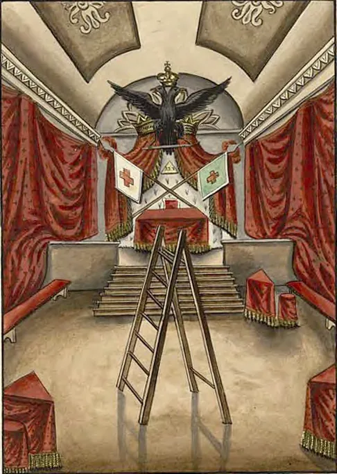 Tableau de la loge du Chevalier Kadosch, manuscrit Quesada, planche LXVIII